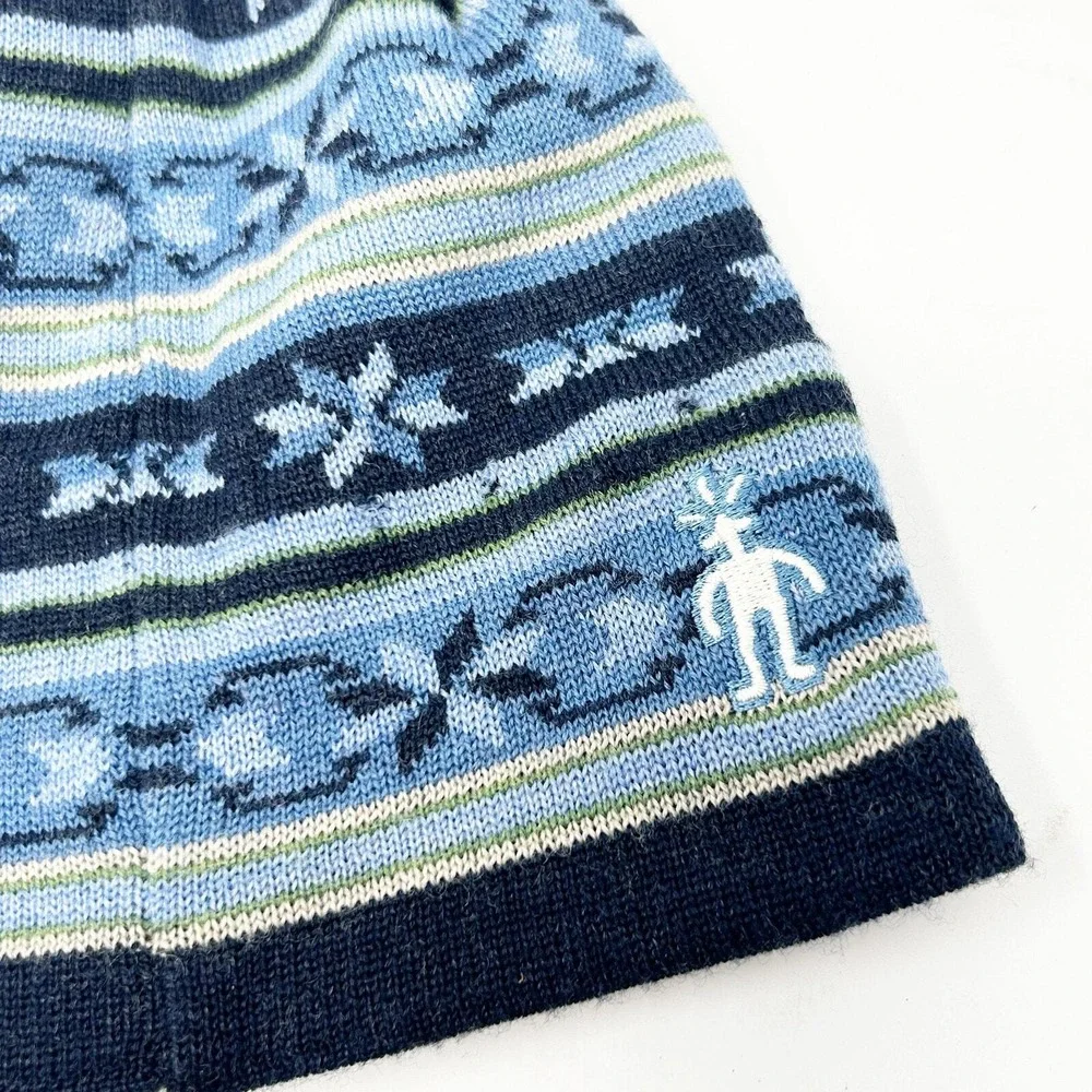 Smartwool Kids Blue Fair Isle 100% Merino Wool Tassel Beanie Hat OS